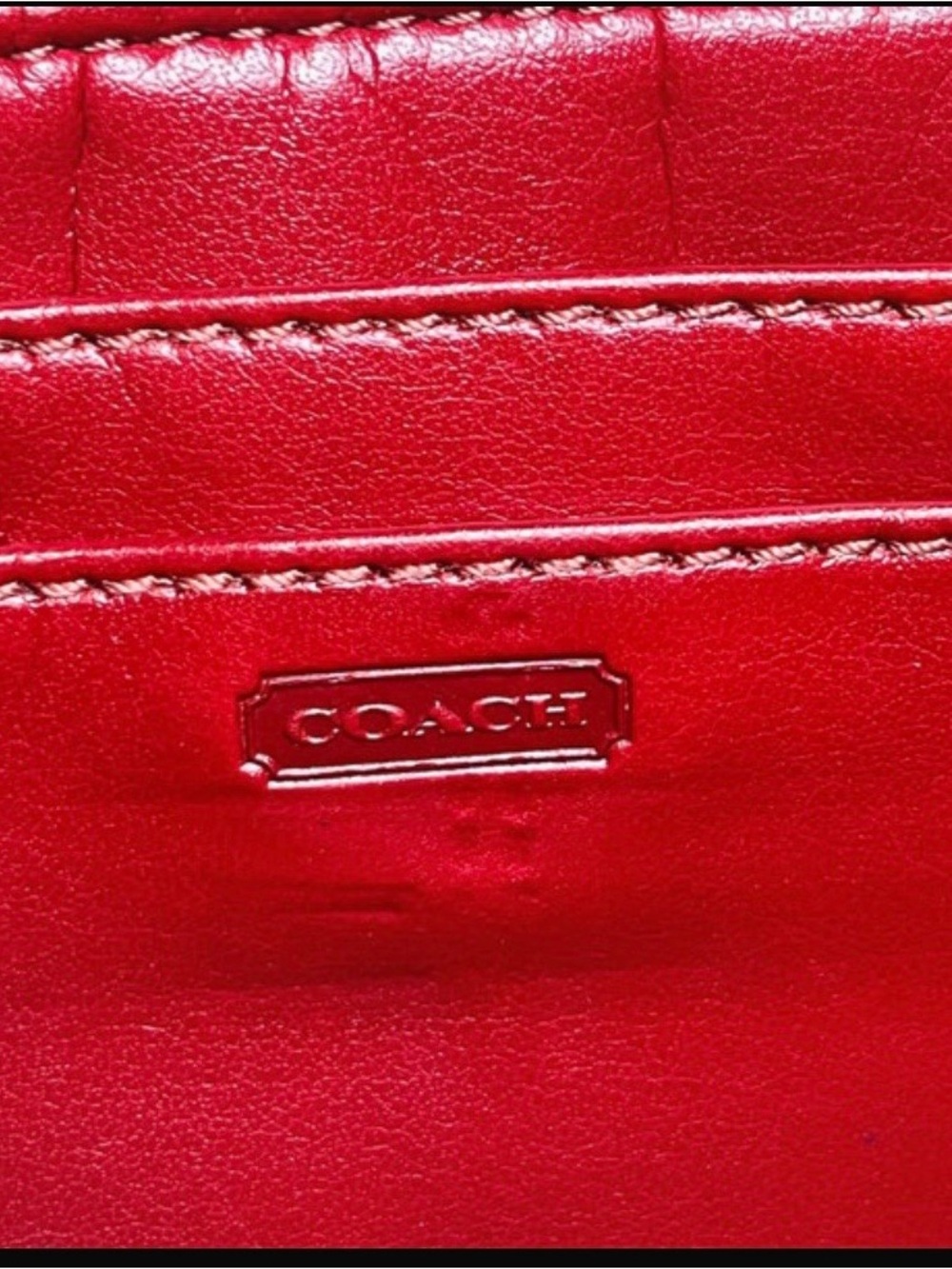 Coach Red Leather Turn-Lock Wristlet Wallet - Picture 6 of 7